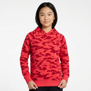 Unisex <b>Red</b> Camouflage Print 100% Cotton Sporty Loose Fit Regular Sleeve Embroidered <b>Hoodie</b> French Terry Casual Spring Wear - Product Image 4