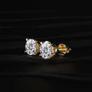 4 TCW Round Cut Moissanite Stud <b>Earrings</b> 14K Solid Gold Lab Diamond Solitaire Studs VVS1 Moissanite <b>Earrings</b> 925 <b>Silver</b> Jewelry - Product Image 3