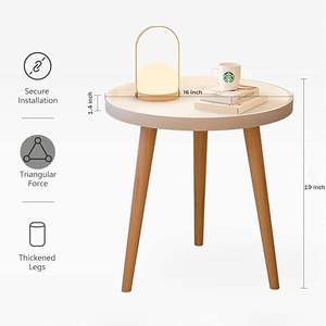 Mesa de Centro Redonda Pequeña, Mesa Auxiliar Moderna con 3 Patas Estables, Mesa Auxiliar Multifuncional para Sofá, Balcón u Oficina (Azul) - Product Image 2