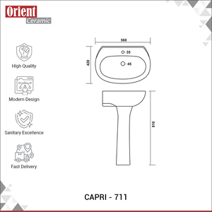 Lavabo de Pedestal de Cerámica para Baño de Excelente Calidad, Suministro al por Mayor, Apto para OEM, en Venta - Product Image 3