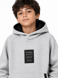 Sweat-shirt à capuche gris premium pour garçons, sweat-shirt décontracté pour enfants, sweat-shirt à capuche en coton mélangé doux, poche kangourou sur le devant, manches longues - Product Image 4