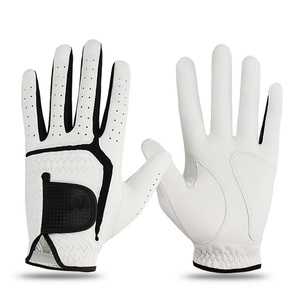 Latest Style Genuine Leather Custom Anti-slip Palm Breathable Soft Adjustable Wrist Strap Golf Gloves for Men - Product Image 2