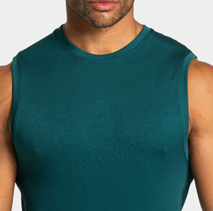 Conjunto Deportivo de 2 Piezas para Hombre, Camiseta sin Mangas y Pantalones Cortos, Transpirable, para Gimnasio, Verde Azulado, OEM, Secado Rápido, Absorbe la Humedad - Product Image 3