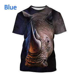 Unique Design 3D Printed Rhinoceros T Shirt For <b>Men</b> Funny <b>Animal</b> Pattern Tees Summer Casual Personality High Quality Custom Logo - Product Image 3