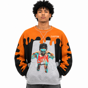 Heavyweight Cotton Oversized Men's Graphic Sweatshirts Bulk Custom Patchwork Applique Casual Fleece Streetwear <b>Hoodies</b> Wholesale - Product Image 3