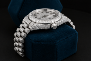 Classic Luxury Fashion Citizen Fully Iced VVS Moissanite Diamond Stainless Steel Antique Analog Quartz <b>Watch</b> Roman Numeral Pave - Product Image 4