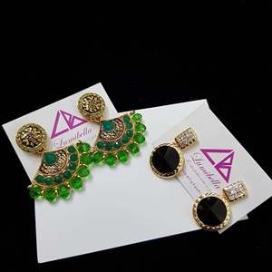 Fashion Drop Earrings-Designer Gold Stud Combo Set 5 Pairs - Product Image 1