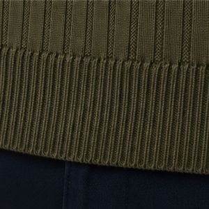 Pull polo en tricot côtelé vert olive à manches longues, col boutonné, décontracté, doux, chaud, hiver, homme, logo personnalisé, mode haut de gamme - Product Image 4