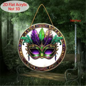 CIFbuy Acchiappasole Moderno Vintage a Forma di Maschera di Carnevale, Decorazione Murale in Cristallo Rotonda in Acrilico con Dettagli Dorati, Servizio di Selezione Disponibile - Product Image 4