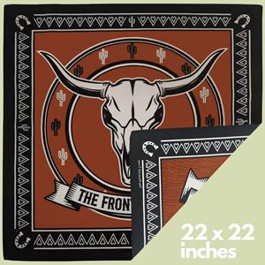 Bandana carrée en coton 55*55cm à imprimé Tête de Taureau Western, style décontracté spirituel de la frontière, 100% coton, vente en gros, meilleure vente, en vrac - Product Image 6