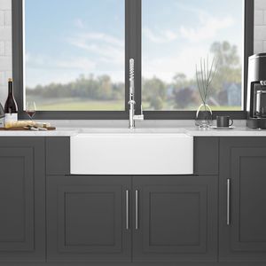 Lavandino da cucina in ceramica bianca da 33 pollici lavello da cucina in stile fattoria - Product Image 5