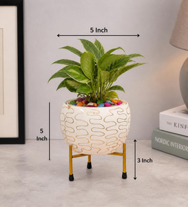 Maceta de Metal Pitalnagi Meenakari Hecha a Mano, Maceta Decorativa para Plantas de Interior y Exterior, Artesanía Tradicional India - Product Image 2