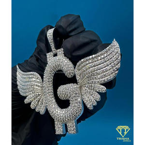 Winged "G " Letter Pendant <b>Iced</b> Out Hip Hop Necklace Bling <b>Chain</b> Gold Tone Fashion Jewelry Gift For Men Women - Product Image 4