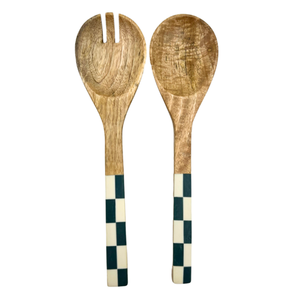 Juego de servidores de ensalada de madera de mango a precio asequible con mango de resina, juego de cucharas para ensalada para la mesa del comedor en el hogar o hotel. - Product Image 3