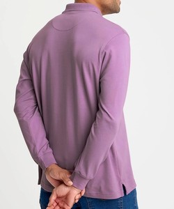 <b>Men's</b> Long Sleeve Knitted Polo <b>Shirt</b> Solid Color Zipper Front Smart Casual Style with Chest Pocket and Sleeve Cotton Regular Fit - Product Image 3
