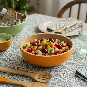 Bol à salade élégant en bois de manguier émaillé, fait main, sûr pour les aliments, pour fruits, salades et collations, idéal pour la cuisine et la table à manger - Product Image 4