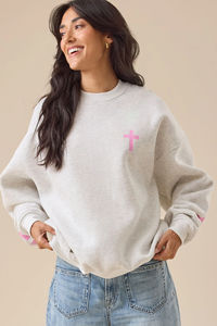 Sudadera con Capucha Extra Grande para Mujer, con Logotipo Personalizado, Estilo Urbano, 100% Algodón, Felpa, Casual, Holgada, con Mangas Raglán y Estampado Puff - Product Image 2