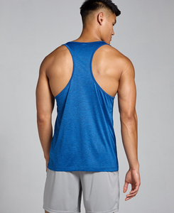 Débardeur sans manches pour homme, léger et performant, bleu uni, tricoté, col rond, respirant, style sportif, tissu polyester 180g - Product Image 2