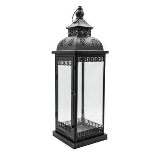 Lanterne à bougie vintage en métal noir décorative pour décoration de mariage, support à bougie en fer forgé et verre à suspendre ou à poser sur table pour intérieur - Product Image 6