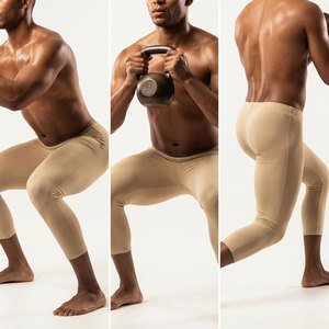 Leggings de compression pour hommes, longueur au-dessus du mollet, coupe ajustée, personnalisables, vente en gros, prix abordable, fabricant de produits, toucher doux, ajustement serré - Product Image 6