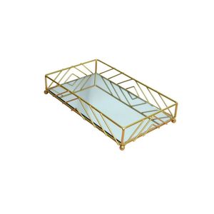 Luxury Gold Glass <b>Mirror</b> Tray Decorative Round Metal Cosmetic <b>Vanity</b> Organizer Wholesale Wedding <b>Table</b> Centerpiece Coffee Tray - Product Image 2