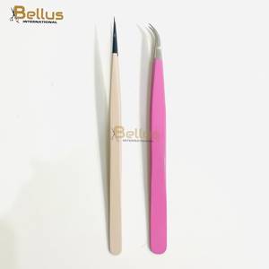 แหนบต่อขนตา Bellus International Professional สีชมพูสด ปลายไฟเบอร์เรียบ ผลิตจากสแตนเลสสตีล สำหรับช่างต่อขนตา - Product Image 2