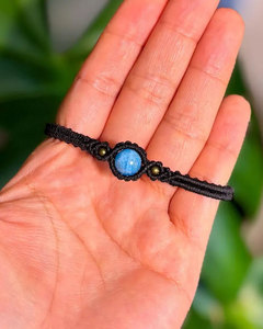 Pulsera Bohemia Ajustable de Macramé con Piedra Turquesa, Joyería Unisex para Uso Diario, Engaste de Bisel de Piedra Natural - Product Image 2