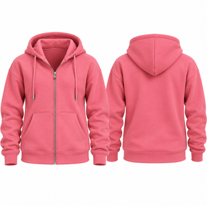 Sudadera con capucha y cremallera para mujer, de forro polar oversize, con capucha con cordón, bolsillo canguro y puños acanalados, ropa de marca privada - Product Image 5
