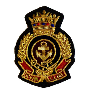 Ocean Club 3D Embroidered PU Iron-On Patch with Anchor and Crown Design for Hats and Cloth Decoration - Product Image 1