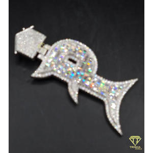 Baguette " P " <b>Initial</b> Pendant With Moissanite Diamond Hip Hop <b>Necklace</b> Bling Jewelry Gift - Product Image 5
