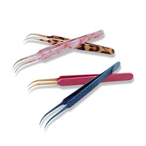 Pinzas de extensión de pestañas de Punta curva de agarre de diamante de alta precisión, herramienta de Accesorios de belleza con logotipo personalizado ligero - Product Image 5