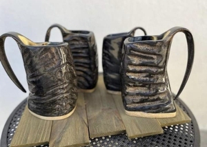 Jarra de Cuerno Vikinga Hecha a Mano Personalizada, Jarra de Cuerno de Búfalo y Buey, Jarra Vikinga de Estilo Medieval, Jarra de Cerveza Nórdica - Product Image 3