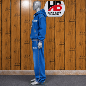 Veste et pantalon en jean vintage personnalisés pour hommes, couleur au choix, à capuche, manches longues, fermeture à cordon, coupe ample, vêtements de sport - Product Image 3