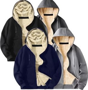 Sweat à capuche décontracté coupe-vent plus épais pour homme, qualité supérieure, coton lourd 380g, doublure polaire automne/hiver - Product Image 1