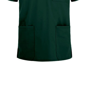 Blouse de travail vert foncé à col en V et manches courtes avec bordure contrastante pour infirmière hospitalière - Product Image 6