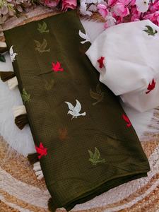 Sari de Fiesta Premium de Tela Suave Kota Doriya con Bordado Multihilo y Pallu, Blusa con Borlas de Algodón Pesado y Adornos de Hilo - Para Todas las Estaciones - Product Image 6