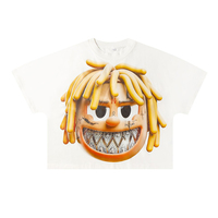 T-shirt noir oversize Saint à manches courtes, col rond, imprimé photo sur le devant, streetwear pour homme, jersey en coton, coupe courte