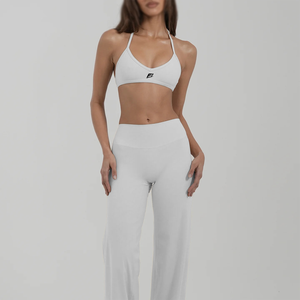 Women Two Piece Workout Set High Waist Wide Leg Yoga Pants Halter Neck Sports Bra Activewear Athletic Gym Clothing Suit - Product Image 3