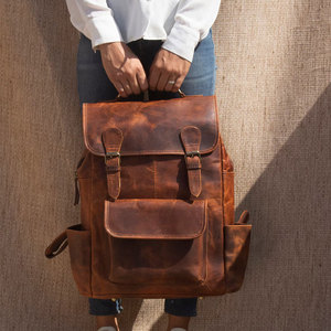 Sac à dos en cuir de qualité supérieure, prix de gros OEM, en vente. Sac à dos en cuir véritable de qualité premium, logo personnalisé. - Product Image 5