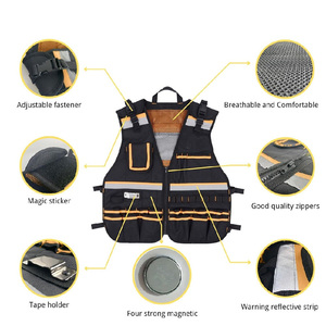 High Visibility Reflective Safety <b>Utility</b> <b>Vest</b> Men 100% Polyester Breathable Workwear OEM Custom Construction <b>Vest</b> - Product Image 4