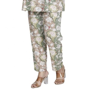 Nuevo Diseño Vintage, Estampado Tropical Dulce, Antiarrugas, Conjunto de Pantalones de Dos Piezas para Mujer de Alta Calidad, Holgado, Formal, para Uso Diario, Venta al Por Mayor - Product Image 6