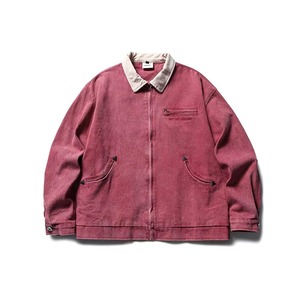 Veste en toile de coton personnalisée avec fermeture éclair, col rabattu vintage, fermeture éclair, veste en toile de coton - Product Image 1