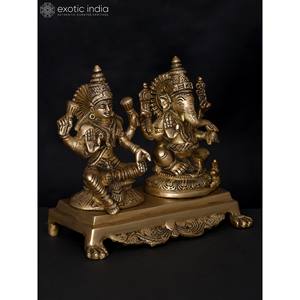 รูปปั้นทองเหลืองพระพิฆเนศ7 "รูปสลักของเทพเจ้าฮินดู - Product Image 4