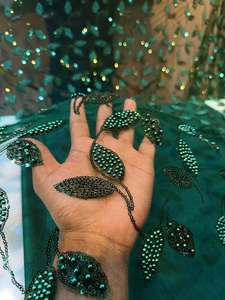 Tissu en dentelle brodée perlée avec sequins et perles pour la mode africaine, vêtements, sourcing, export, commerce, acheteur - Product Image 2