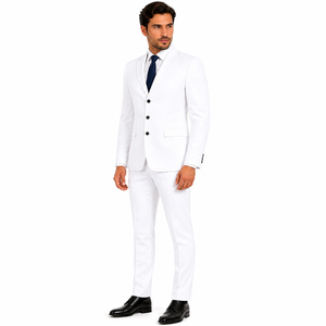 Custom Logo Mens Formal Suit 3 Button Notch Lapel Business Suit Coat Trousers <b>Set</b> Solid Color Custom Men Business Suit <b>Set</b> - Product Image 5