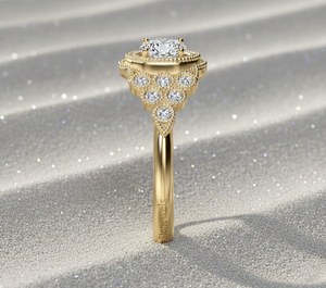 แหวนหมั้นเพชรเลี้ยงในห้องปฏิบัติการทรงกลม ขอบทองคำขาว 14K ชุบทองคำชมพู สไตล์วินเทจ แหวนเจ้าสาว เครื่องประดับสั่งทำพิเศษ พร้อมใบรับรอง - Product Image 3