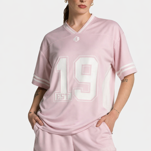 Camiseta de Fútbol Americano Transpirable para Mujer, Ligera, de Malla, con Cuello en V, Impresión de Número Personalizada, Corte Holgado, Marca Privada OEM, Ropa Deportiva USA - Product Image 1