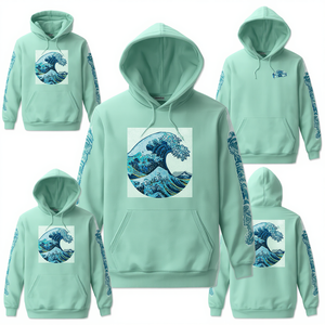 Men Trendy 100% Cotton Fleece Oversized for Hoodie with Creative Wave Graphics and Pocket - Product Image 2