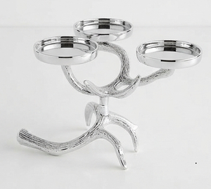 Candélabre décoratif d'intérieur en argent à 3 branches en forme de bois de cerf, support de bougie en métal durable pour la décoration de la maison - Product Image 1