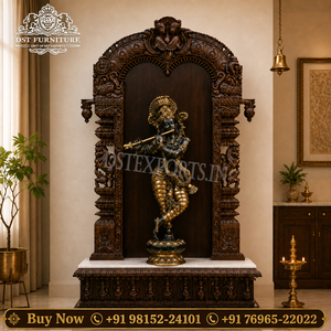 Mandapam Tradicional del <span class=keywords><strong>Sur</strong></span> de la India de Madera de Teca, Diseño Gopuram Personalizado, Templo Mandir con Tallado Intrincado y Duradero, para el Hogar, EE. UU. - Product Image 2